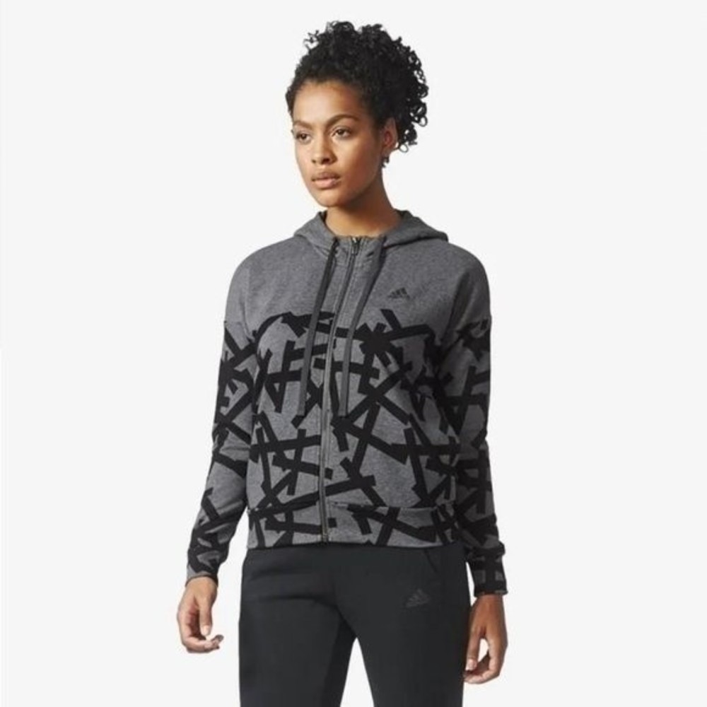 ADIDAS Aop Hoodie Sweatshirt Full Zip-up Jacket Sz XL
